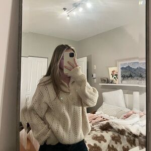 Mango Cream V-Neck Sweater